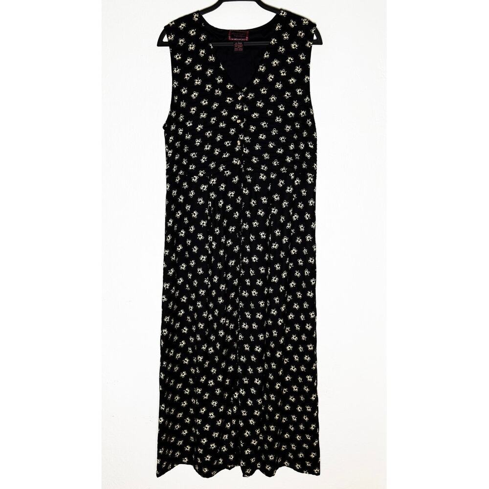 Vintage April Cornell Trading Women's Button Front Maxi Dress Rayon Made India L